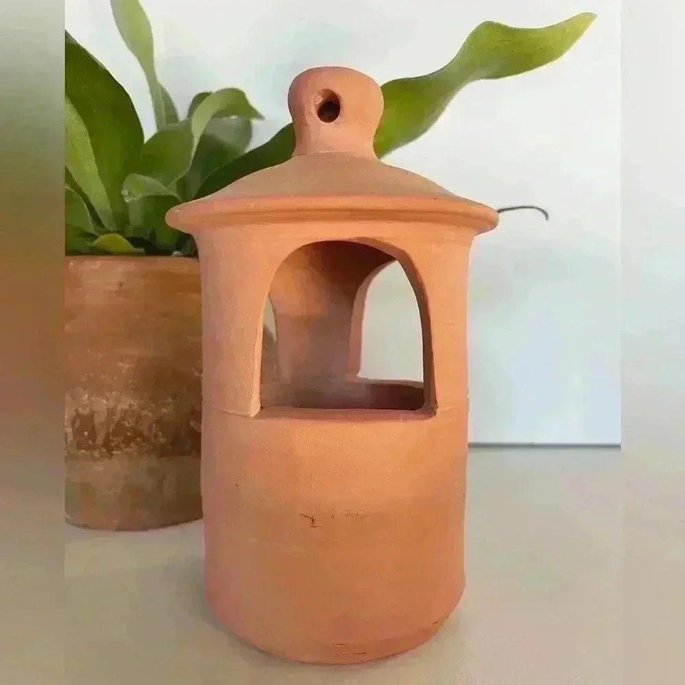 WILLIAMSBURG POTTERY Terracotta Lantern Hanging or Standing 7 1/4" Tall - Picture 2 of 13